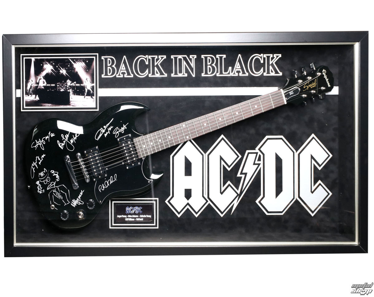 podepsaná kytara AC/DC - Black In Black - ANTIQUITIES CALIFORNIA