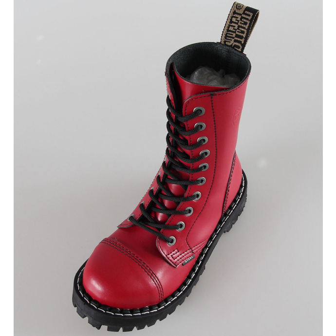 boty STEEL - 10 dírkové červené pestré