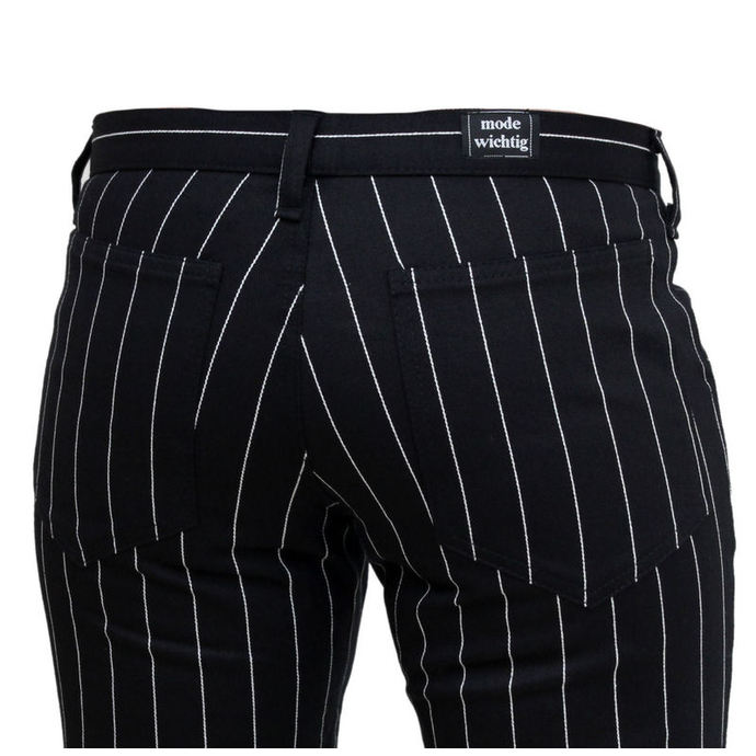 kalhoty dámské Mode Wichtig - Flares Pin Stripe Black-White