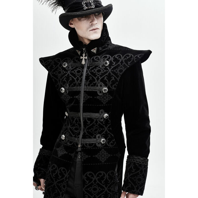 kabát pánský DEVIL FASHION - Bodom Gothic Floral Velvet Coat With Slit