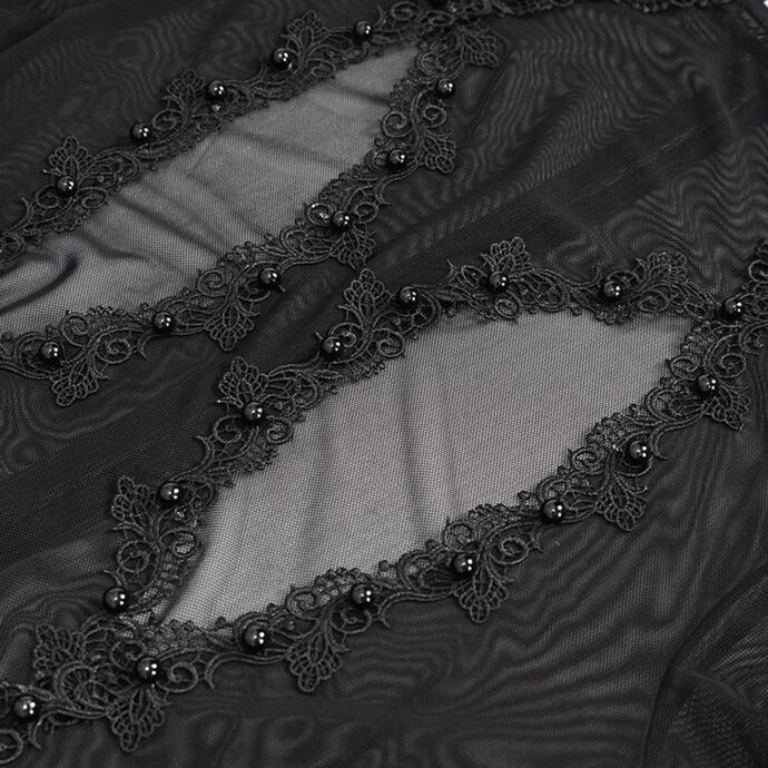 noční košilka dámská DEVIL FASHION - Cutout chest trumpet sleeve transparent skinny dress mesh sexy lingerie