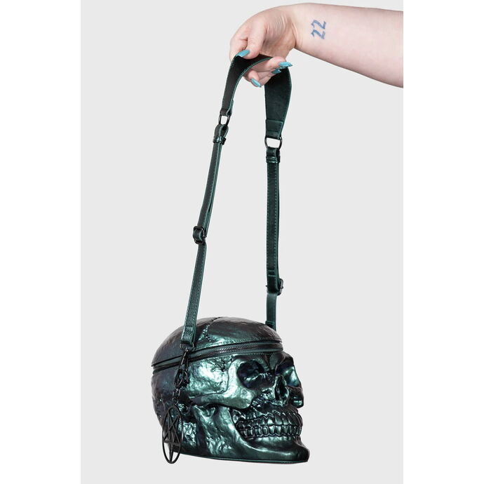 kabelka (taška) KILLSTAR - Grave Digger Skull - Green Oil Slick