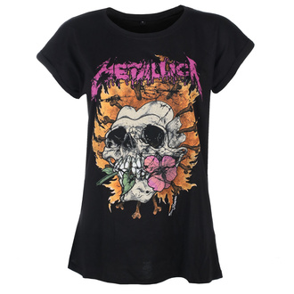 tričko dámské Metallica - Flower Skull - Pink Logo - Black - RTMTLGSBFLOP