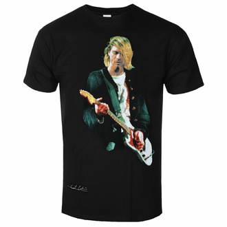 tričko pánské Nirvana - Kurt Cobain - Guitar Photo Colour - BLACK - ROCK OFF, ROCK OFF, Nirvana