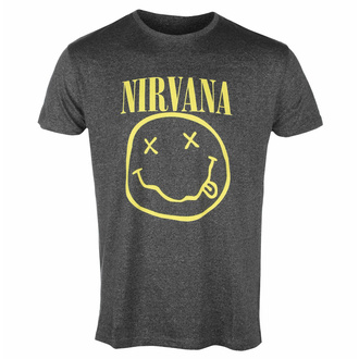 tričko pánské Nirvana - Yellow Smiley Flower Sniffin' BRINDLE - ROCK OFF - NIRVTS07MBE
