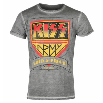 tričko pánské KISS - ARMY - Loud & Proud Distressed Logo Urban - Grey - HYBRIS, HYBRIS, Kiss