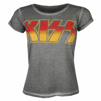 tričko dámské KISS - Distressed Logotype Urban - Grey - HYBRIS, HYBRIS, Kiss