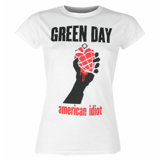 tričko dámské GREEN DAY - AMERICAN IDIOT HEART - WHITE - PLASTIC HEAD, PLASTIC HEAD, Green Day