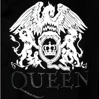 tričko pánské Queen - Crest Logo Diamante - BLACK - ROCK OFF, ROCK OFF, Queen