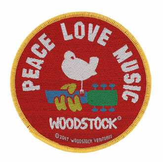 nášivka WOODSTOCK - PEACE LOVE MUSIC - RAZAMATAZ, RAZAMATAZ