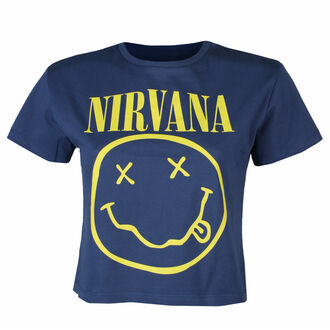 tričko dámské (top) Nirvana - Yellow Smiley Flower Sniffin - DENIM - ROCK OFF - NIRVCT07LD