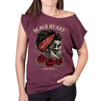 tričko dámské BLACK HEART - PIN UP SKULL EXT - RED, BLACK HEART