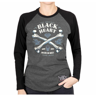 tričko dámské s dlouhým rukávem BLACK HEART - BONES RG - GREY, BLACK HEART