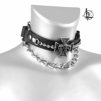 obojek (postroj na botu) Triple Skull cross, Leather & Steel Fashion