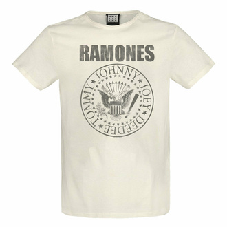 tričko pánské RAMONES - VINTAGE SHIELD - VINTAGE WHITE - AMPLIFIED, AMPLIFIED, Ramones
