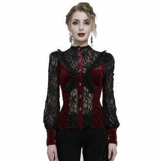 košile dámská DEVIL FASHION - Black and red semitransparent gothic, DEVIL FASHION