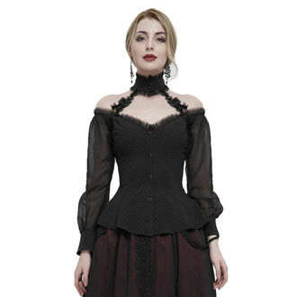 halenka dámská DEVIL FASHION - Black gothic shirt with open shoulders, DEVIL FASHION