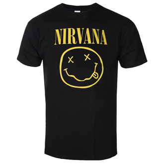 tričko pánské Nirvana - Yellow Smiley Flower Sniffin - ROCK OFF - NIRVTS07MB