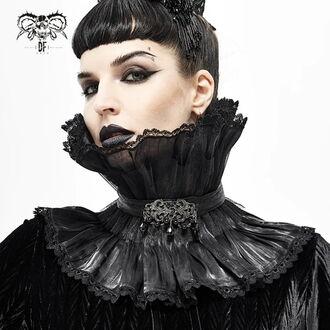 obojek DEVIL FASHION - Fleeting Glance Gothic Pleated High Collar - Black, DEVIL FASHION