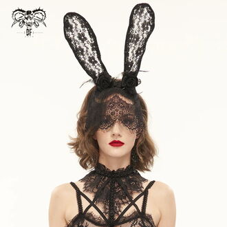 čelenka DEVIL FASHION - Sixties Fever Dream Gothic Bunny Ear Headband With Veil - AS118