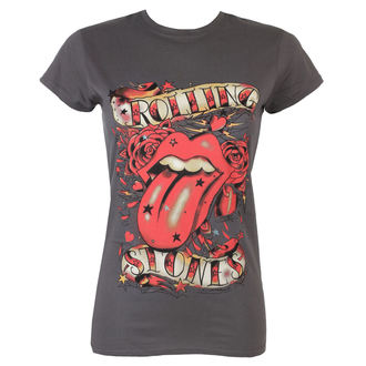 tričko dámské Rolling Stones - Tongue & Stars - Charcoal - ROCK OFF, ROCK OFF, Rolling Stones