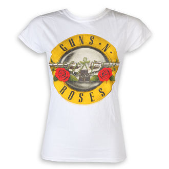 tričko dámské Guns N' Roses - Classic Bullet Logo - White - ROCK OFF, ROCK OFF, Guns N' Roses