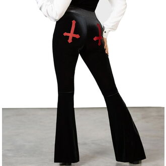kalhoty dámské (legíny) KILLSTAR X TWIN TEMPLE - Scarlet Flame Flares - Black - KSRA009950