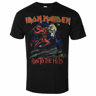 tričko pánské Iron Maiden - NOTB Run To The Hills Distress - BLACK - ROCK OFF, ROCK OFF, Iron Maiden
