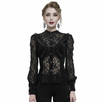 košile dámská DEVIL FASHION - Black semitransparent gothic, DEVIL FASHION